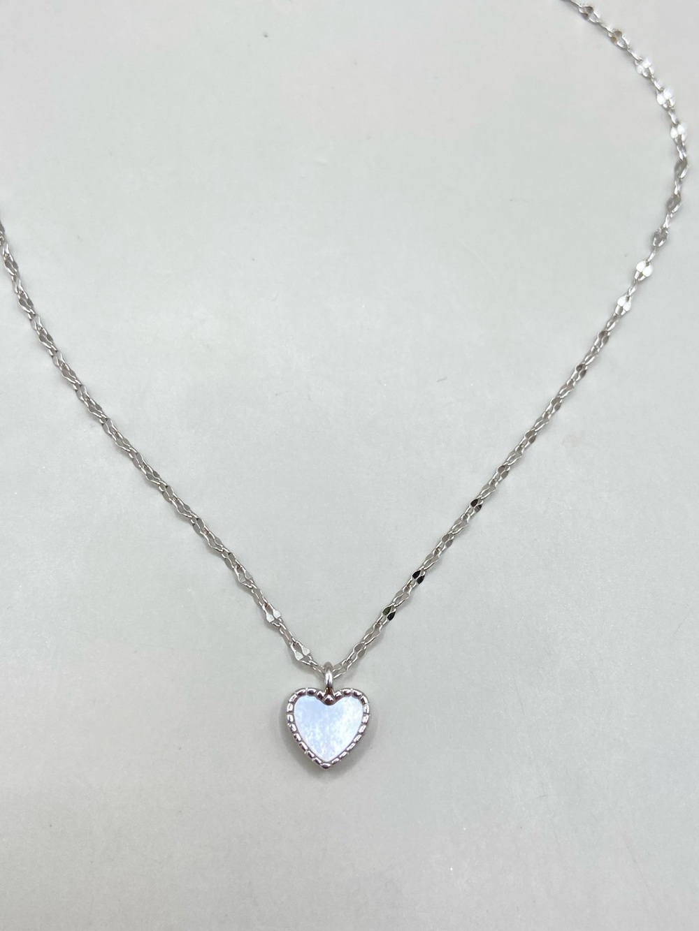 Sterling Silver Mini Mother of Pearl Heart Necklace
